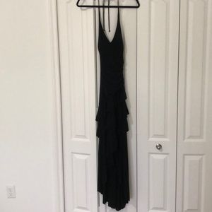 Black halter dress with multi layer skirt